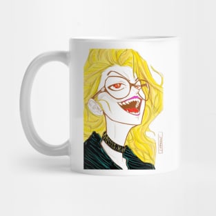 blonde vampire ecopop in artsy style of dark in city nights Mug